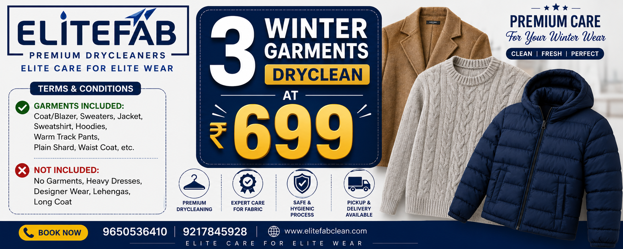 3 Winter Garments Dry Clean at ₹699