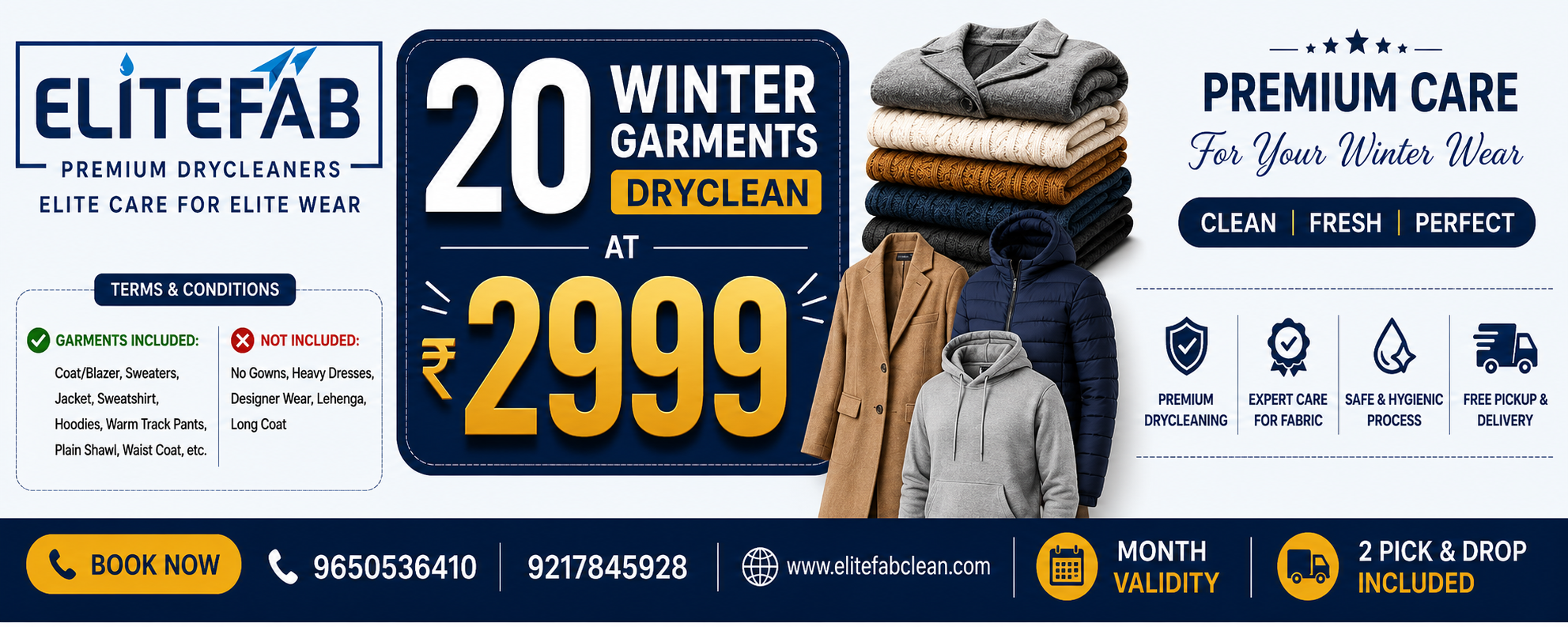 20 Winter Garments Dry Clean at ₹2999