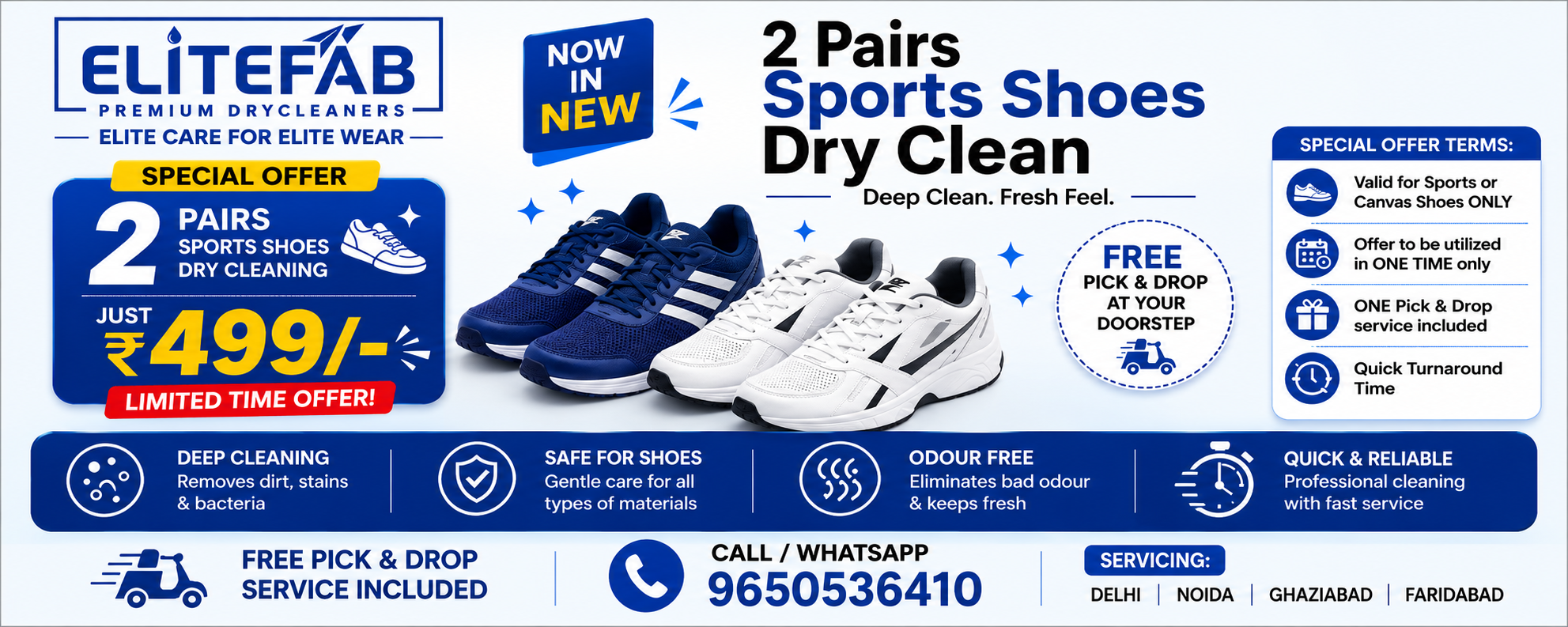 2 Pairs Sports Shoes Dry Clean at ₹499